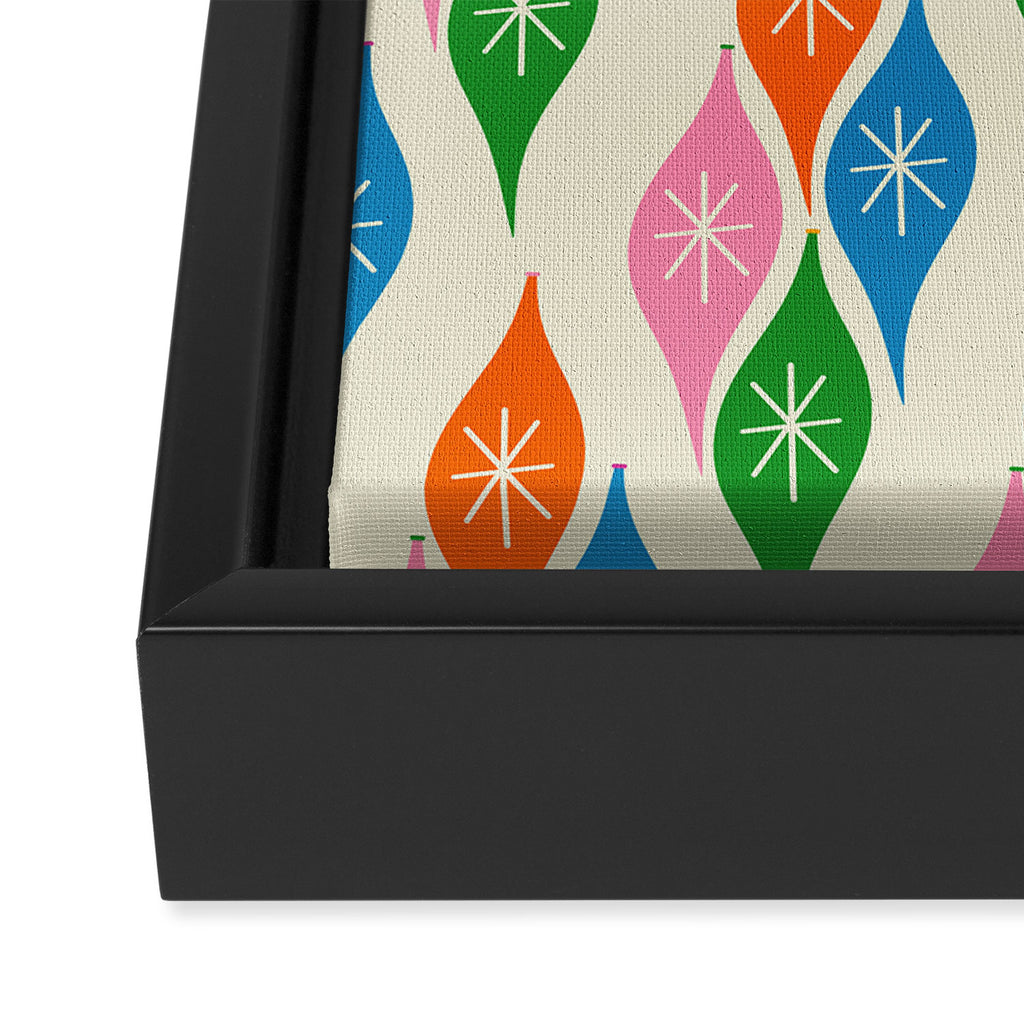 Colorful Christmas Mid Century Modern Retro Ornaments Atomic Pattern Framed Canvas Print Gallery Image 3
