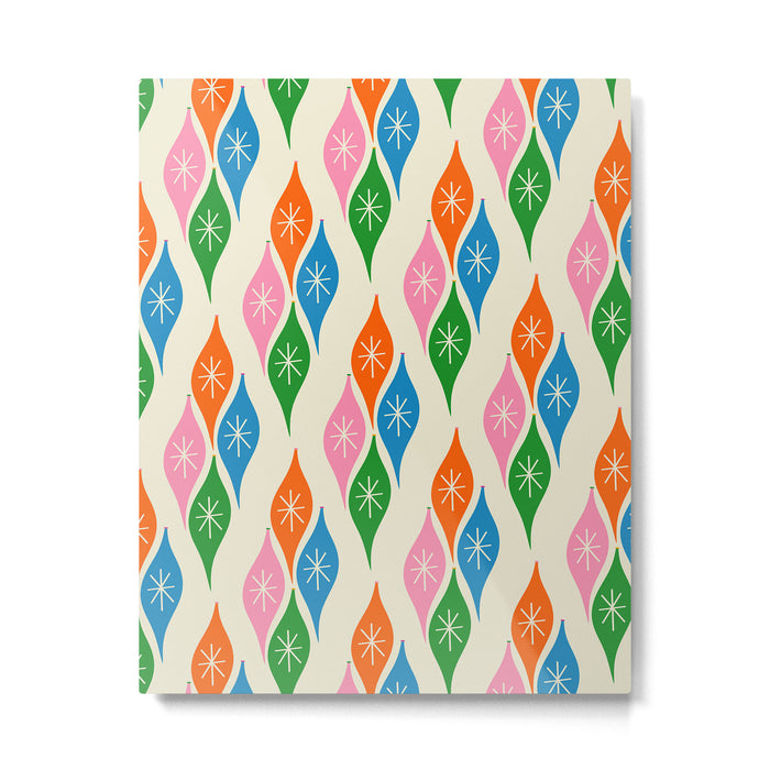 Colorful Christmas Mid Century Modern Retro Ornaments Atomic Pattern Metal Print Gallery Image 1