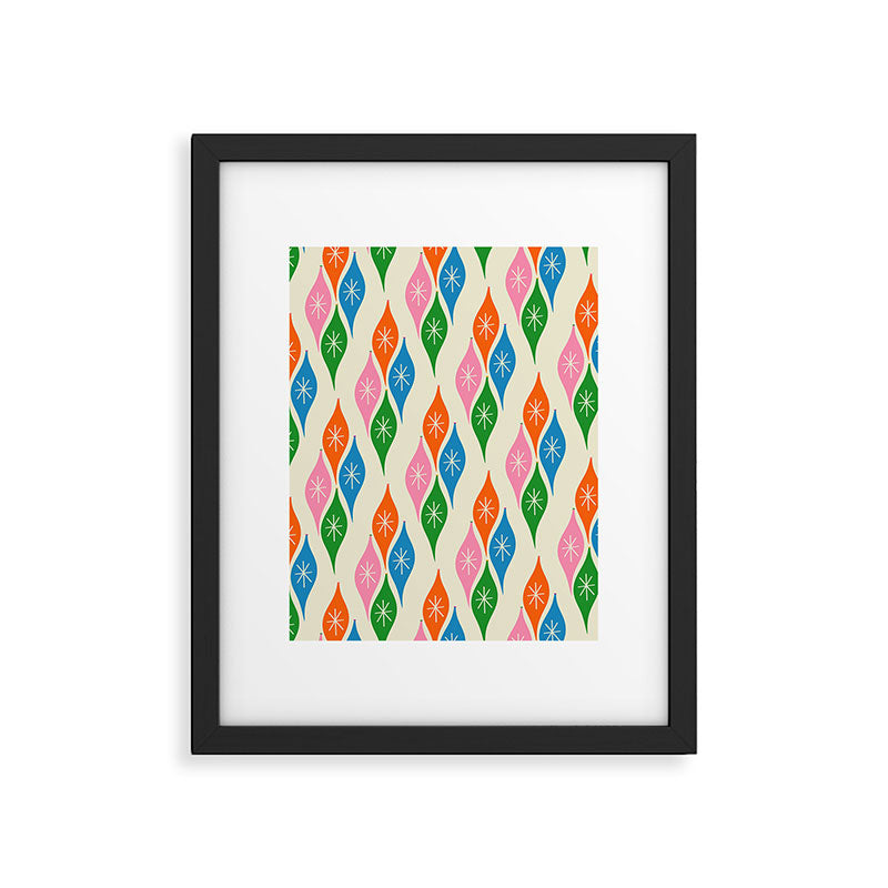 Colorful Christmas Mid Century Modern Retro Ornaments Atomic Pattern Framed Art Print Gallery Image 5