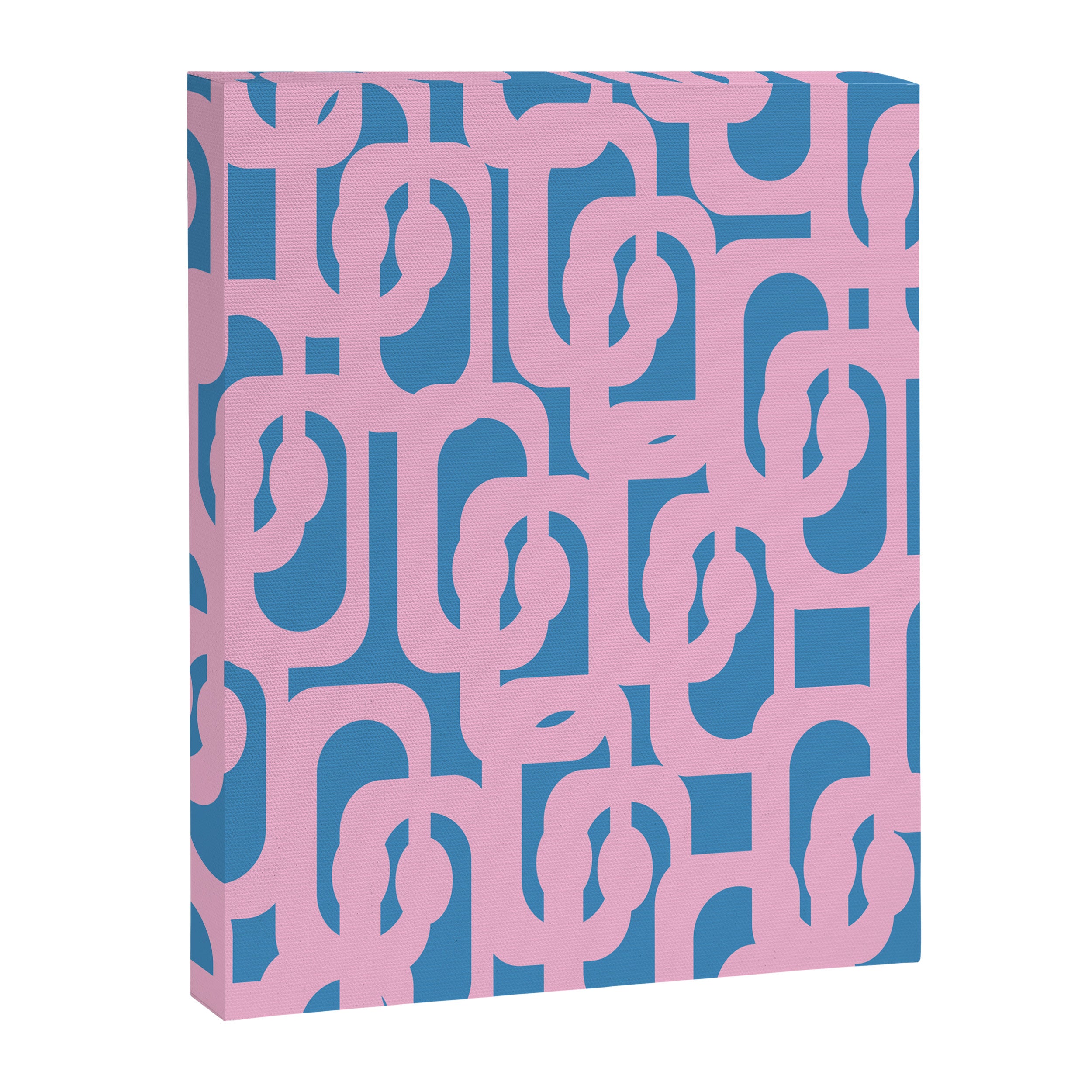 Colorful Contemporary Abstract Loop Pattern in Pink and Blue Canvas Print Gallery Image 8