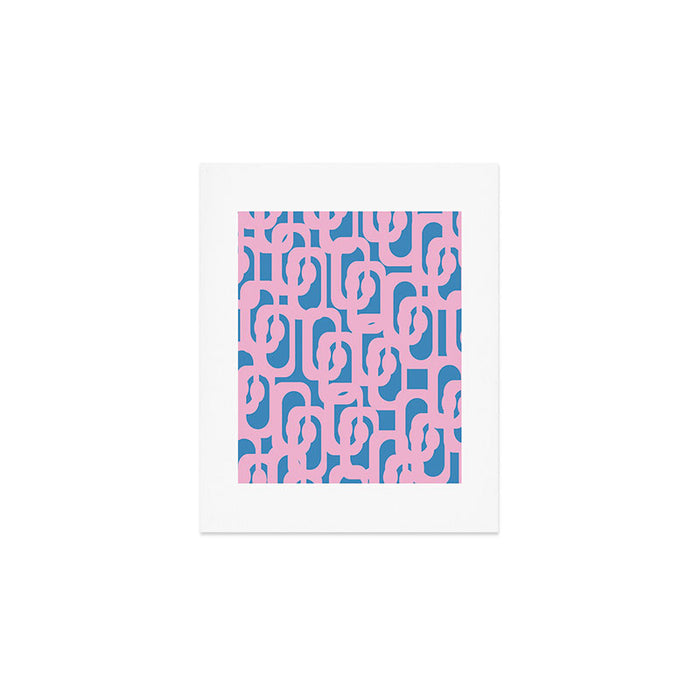 Colorful Contemporary Abstract Loop Pattern in Pink and Blue Art Print Gallery Image 1