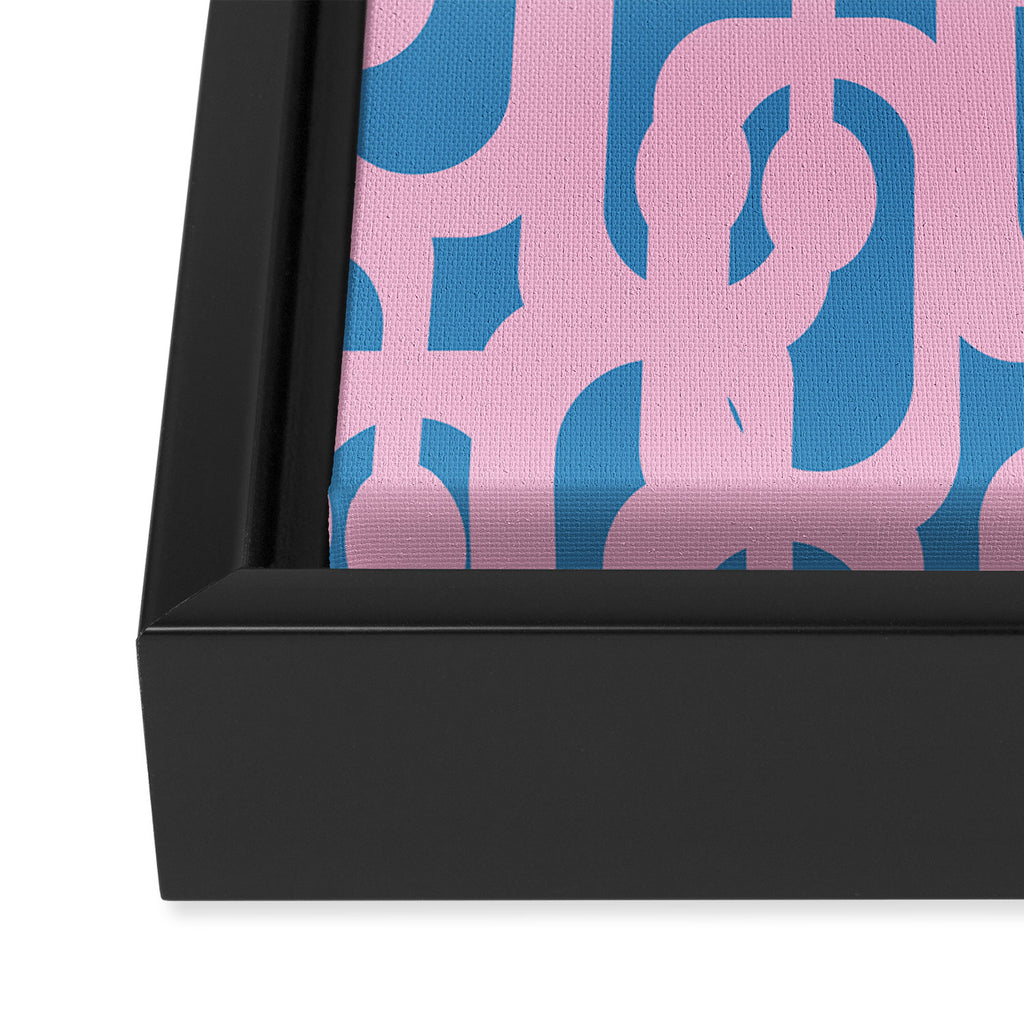 Colorful Contemporary Abstract Loop Pattern in Pink and Blue Framed Canvas Print Gallery Image 3
