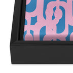 Colorful Contemporary Abstract Loop Pattern in Pink and Blue Framed Canvas Print Gallery Image 3