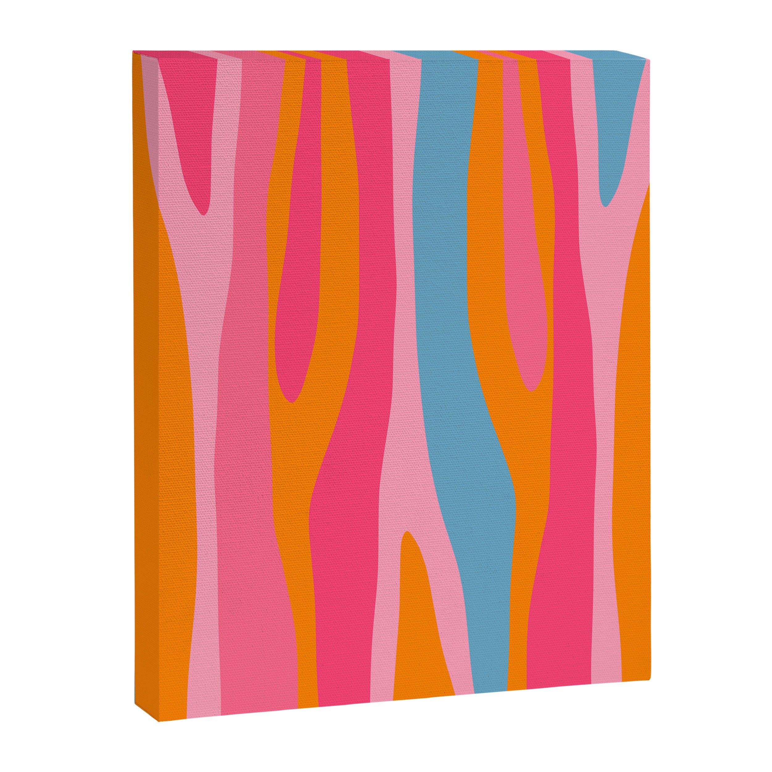 Colorful Eclectic Abstract Wild Stripes Pattern in Pink Orange Blue Canvas Print Gallery Image 8