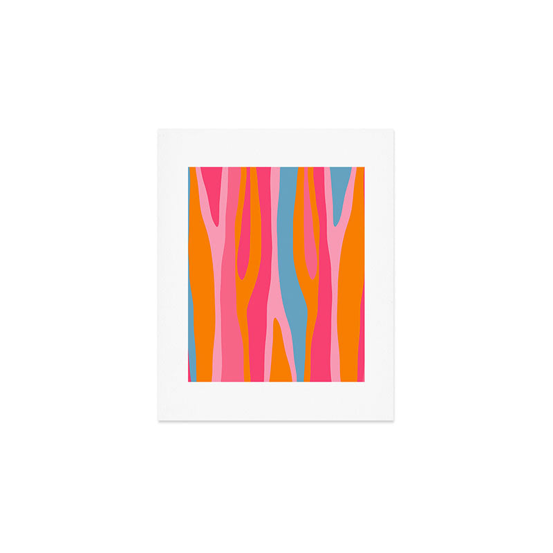 Colorful Eclectic Abstract Wild Stripes Pattern in Pink Orange Blue Art Print Gallery Image 1