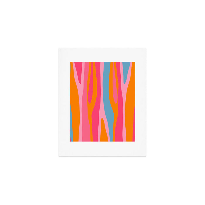 Colorful Eclectic Abstract Wild Stripes Pattern in Pink Orange Blue Art Print Gallery Image 1