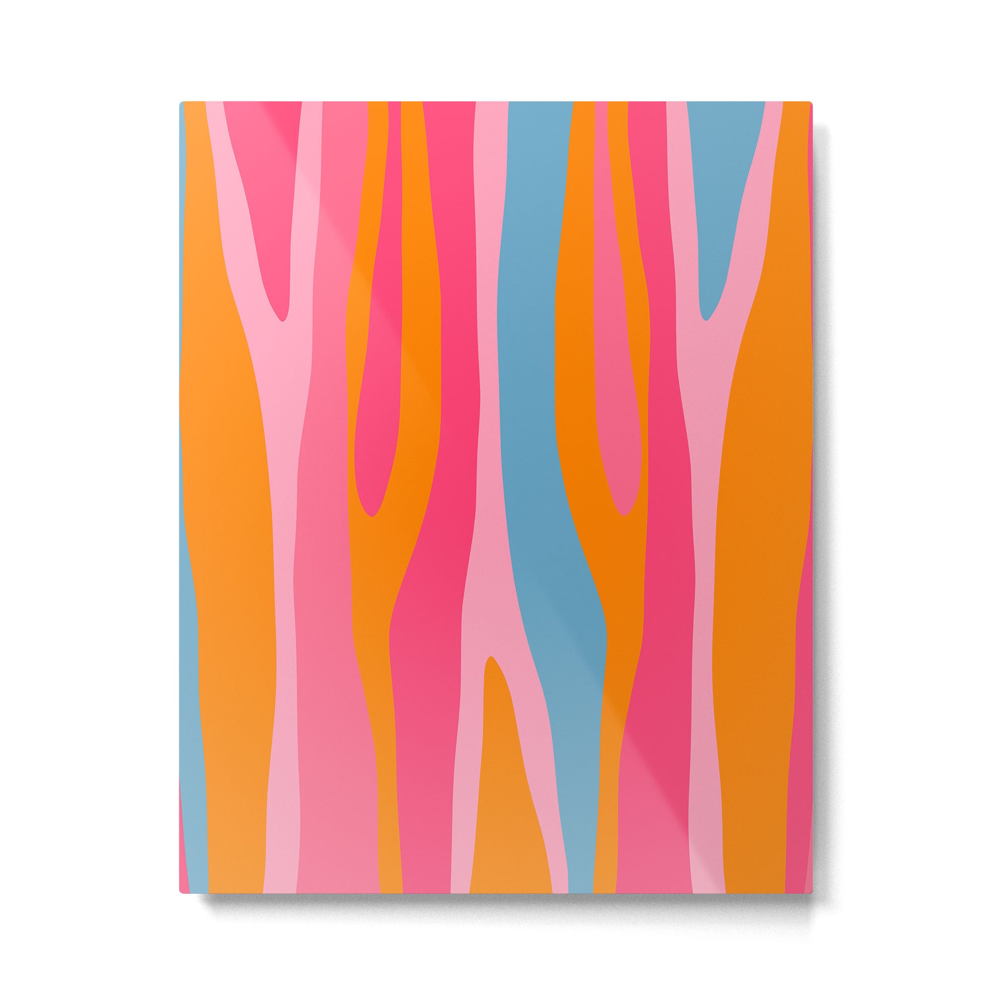 Colorful Eclectic Abstract Wild Stripes Pattern in Pink Orange Blue Metal Print Gallery Image 6