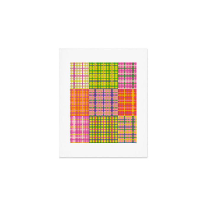 Colorful Eclectic Gingham Patchwork Pattern Art Print Gallery Image 1