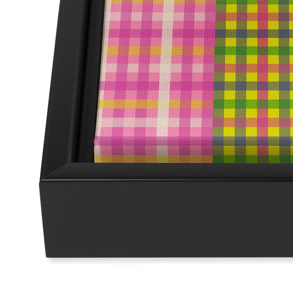 Colorful Eclectic Gingham Patchwork Pattern Framed Canvas Print Gallery Image 3