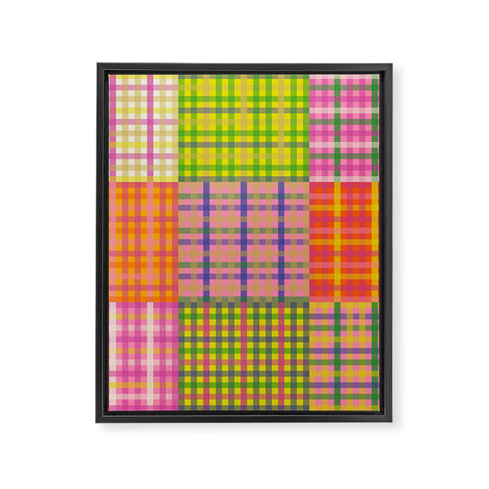 Colorful Eclectic Gingham Patchwork Pattern Framed Canvas Print Gallery Image 1