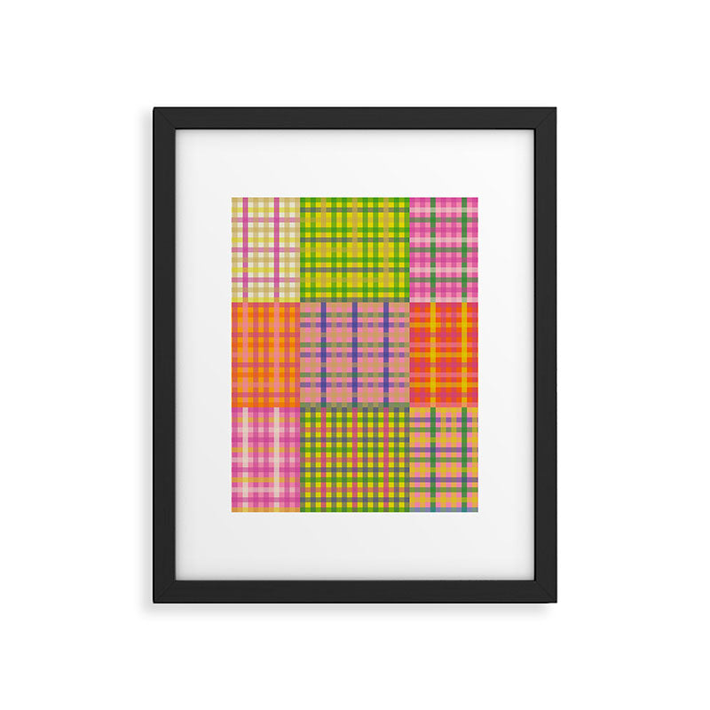 Colorful Eclectic Gingham Patchwork Pattern Framed Art Print Gallery Image 6