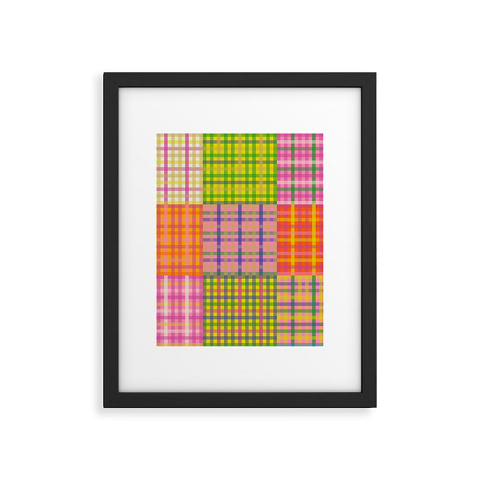 Colorful Eclectic Gingham Patchwork Pattern Framed Art Print Gallery Image 1