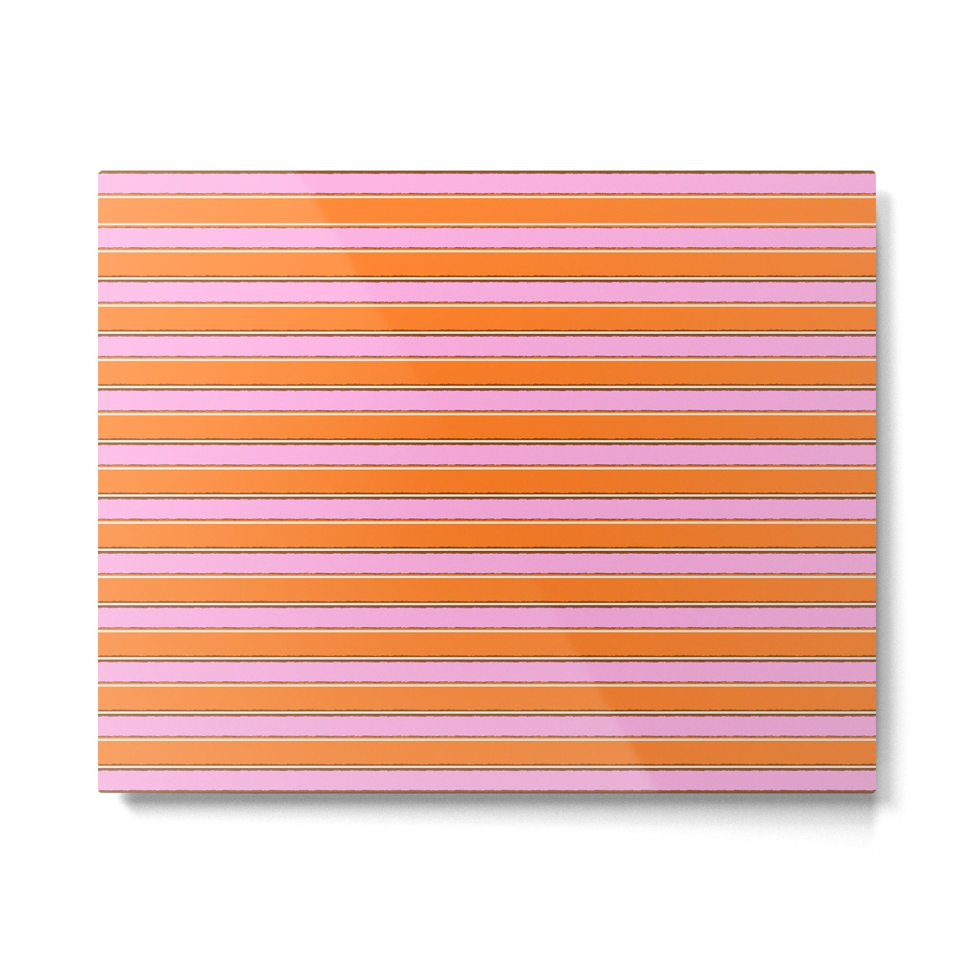 Colorful Eclectic Watercolor Paper Stripes Pattern Pink Orange Brown Cream Metal Print Gallery Image 4