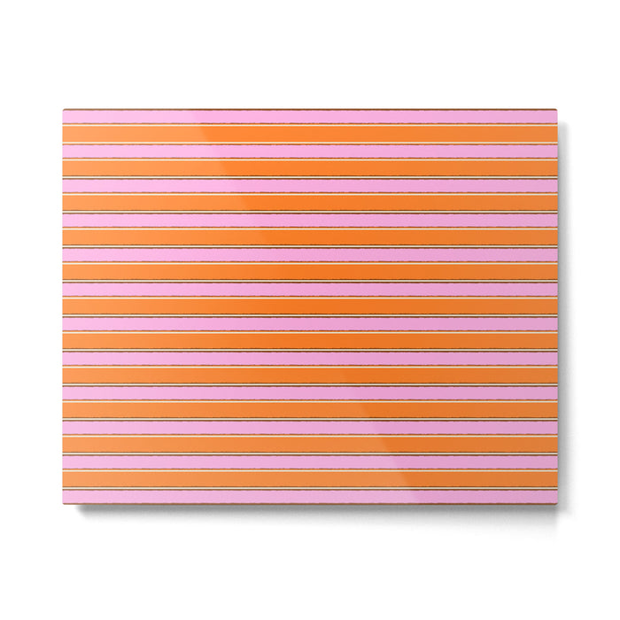 Colorful Eclectic Watercolor Paper Stripes Pattern Pink Orange Brown Cream Metal Print Gallery Image 1