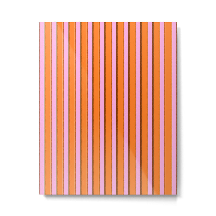 Colorful Eclectic Watercolor Paper Stripes Vertical Pattern Pink Orange Brown Cream Metal Print Gallery Image 1