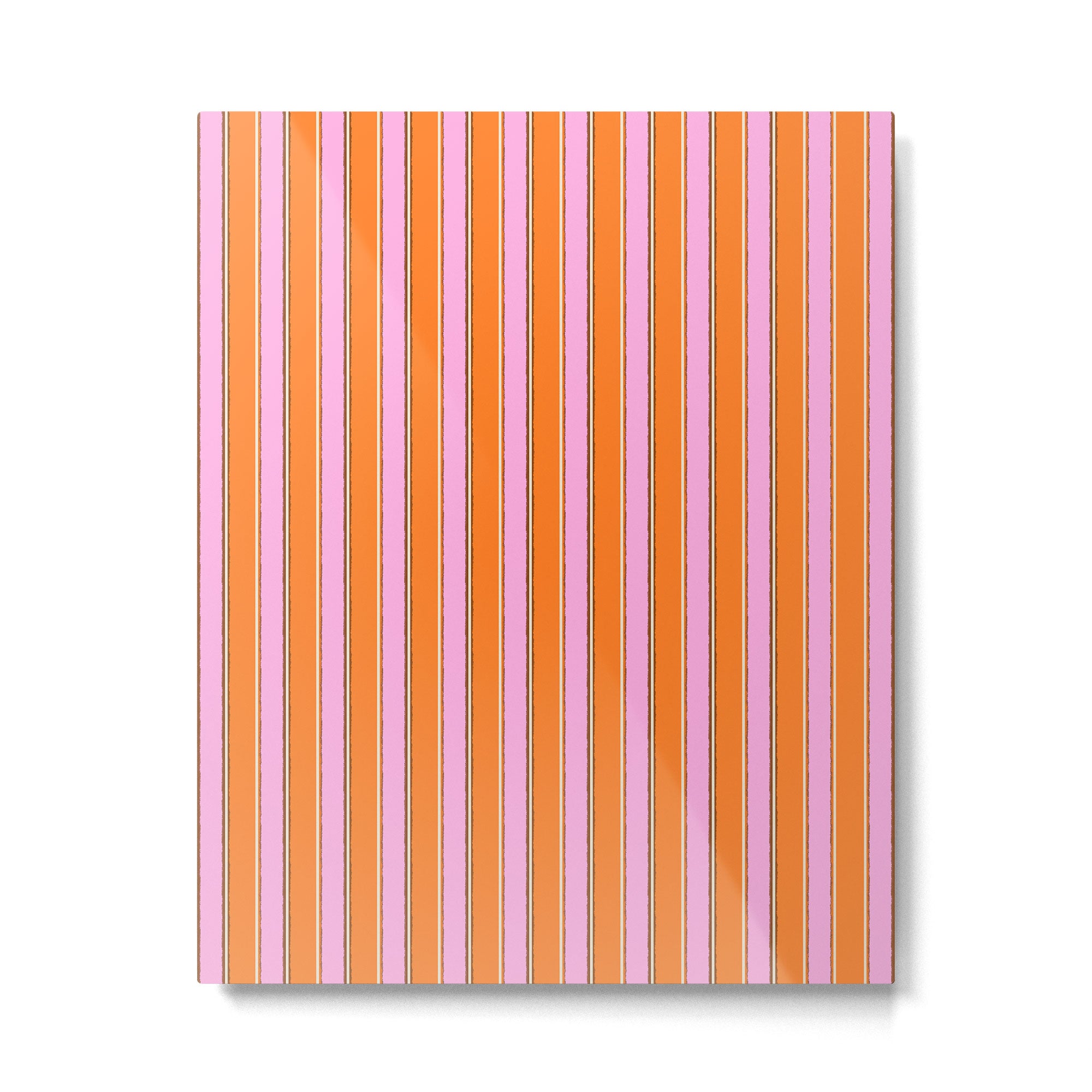 Colorful Eclectic Watercolor Paper Stripes Vertical Pattern Pink Orange Brown Cream Metal Print Gallery Image 4