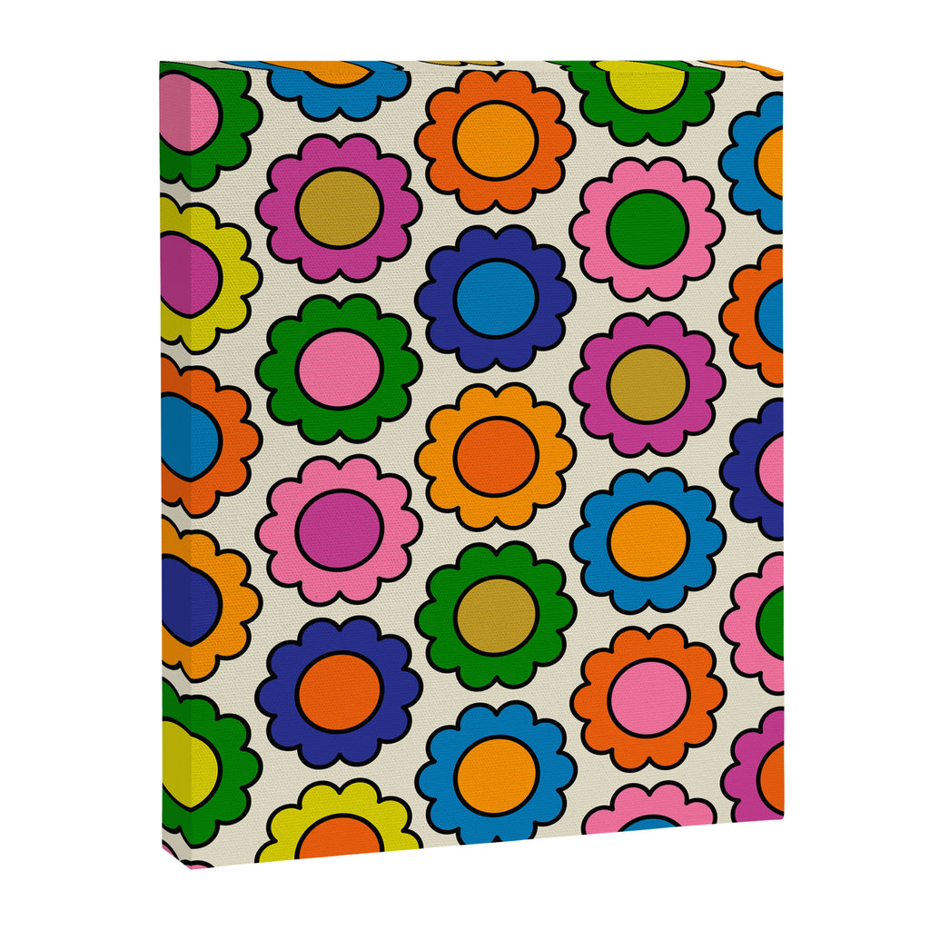 Colorful Flowers Happy Retro Pattern Canvas Print Gallery Image 8