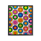 Colorful Flowers Happy Retro Pattern Framed Canvas Print Gallery Image 8