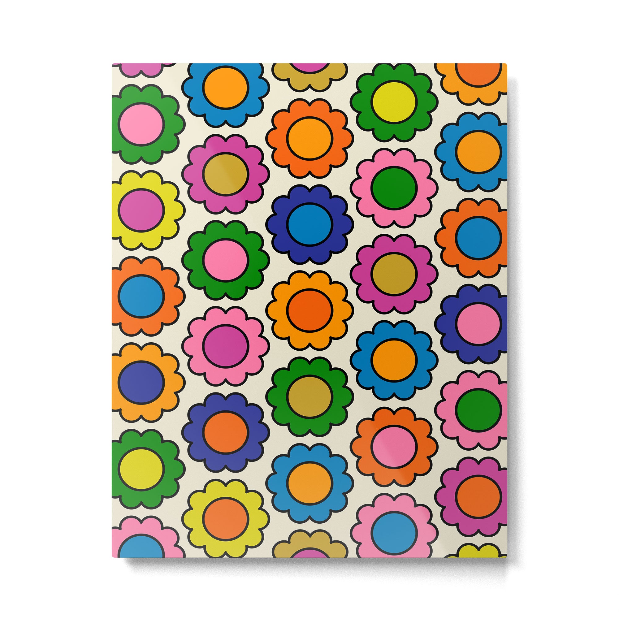 Colorful Flowers Happy Retro Pattern Metal Print Gallery Image 6