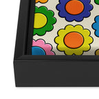 Colorful Flowers Happy Retro Plastic-Look Pattern Framed Canvas Print Gallery Image 3