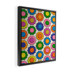 Colorful Flowers Happy Retro Plastic-Look Pattern Framed Canvas Print Gallery Image 2
