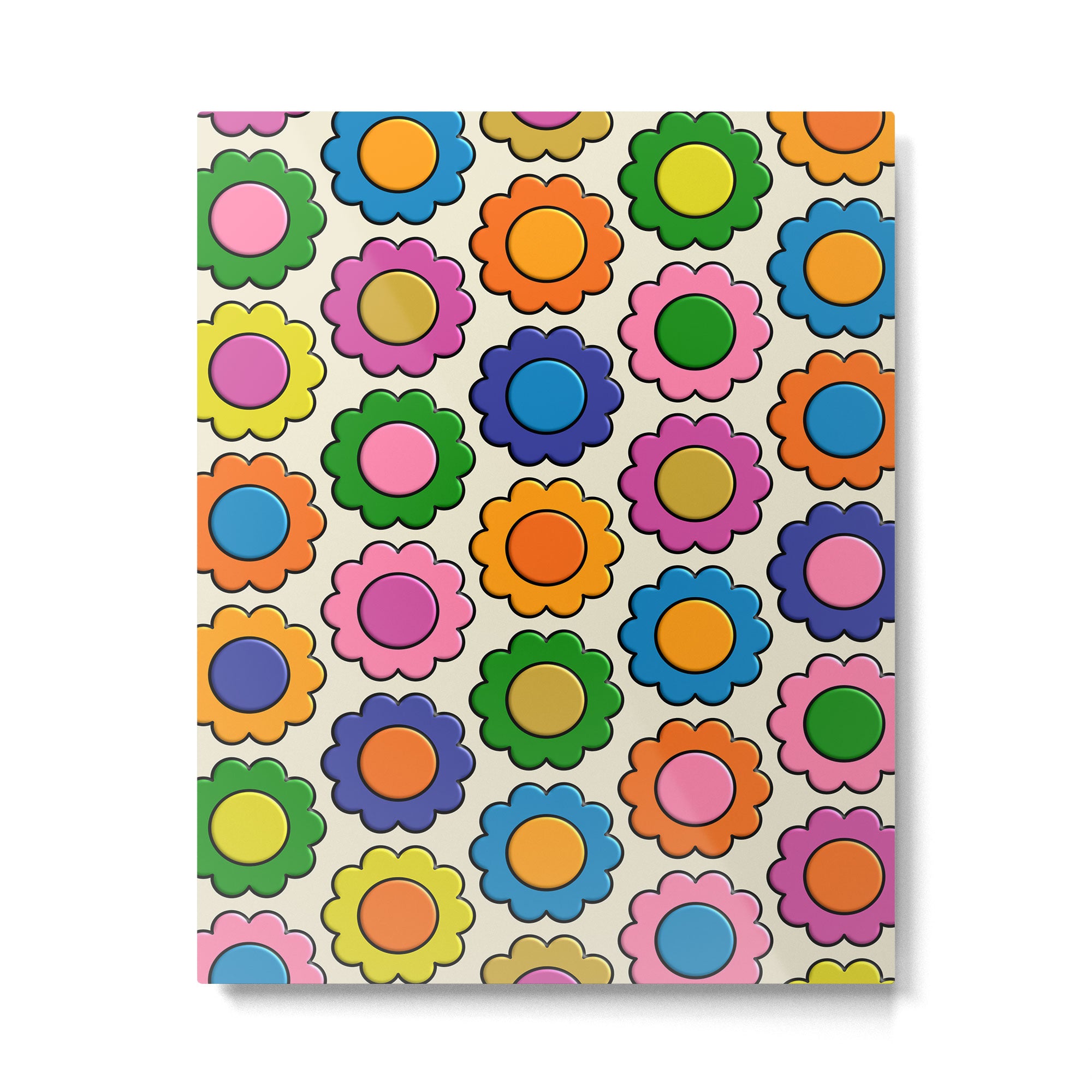 Colorful Flowers Happy Retro Plastic-Look Pattern Metal Print Gallery Image 6