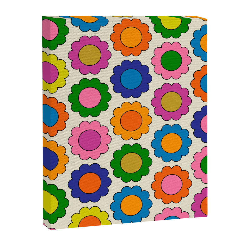 Colorful Flowers Happy Spring Retro Pattern Canvas Print Gallery Image 8