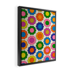 Colorful Flowers Happy Spring Retro Pattern Framed Canvas Print Gallery Image 2