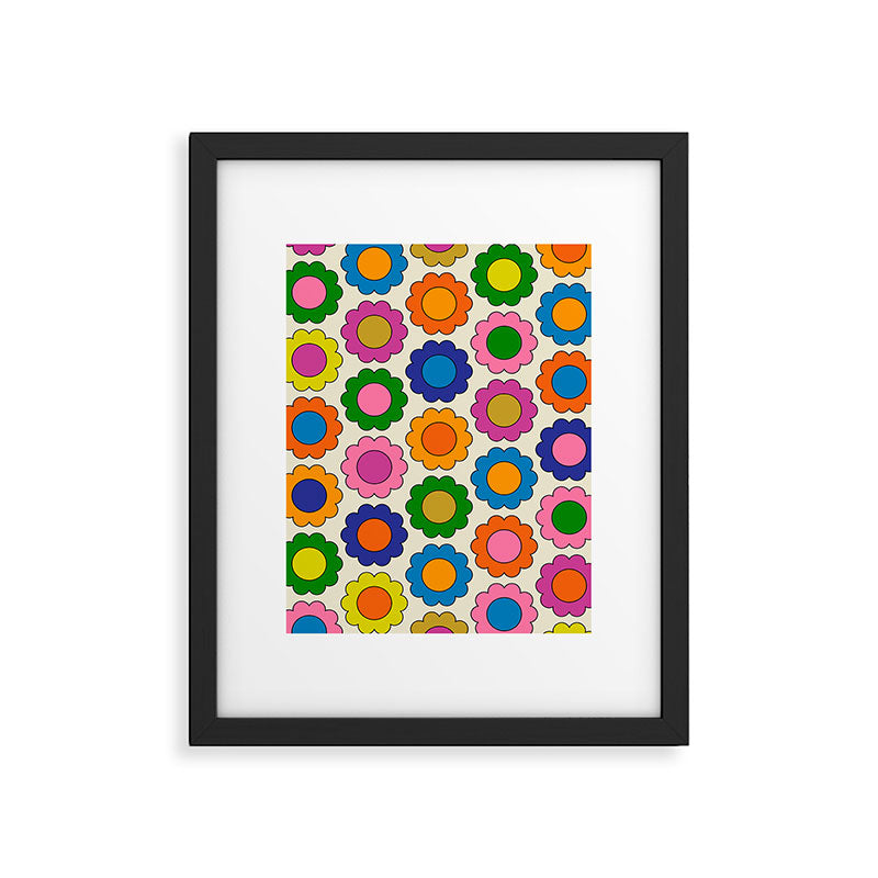 Colorful Flowers Happy Spring Retro Pattern Framed Art Print Gallery Image 6