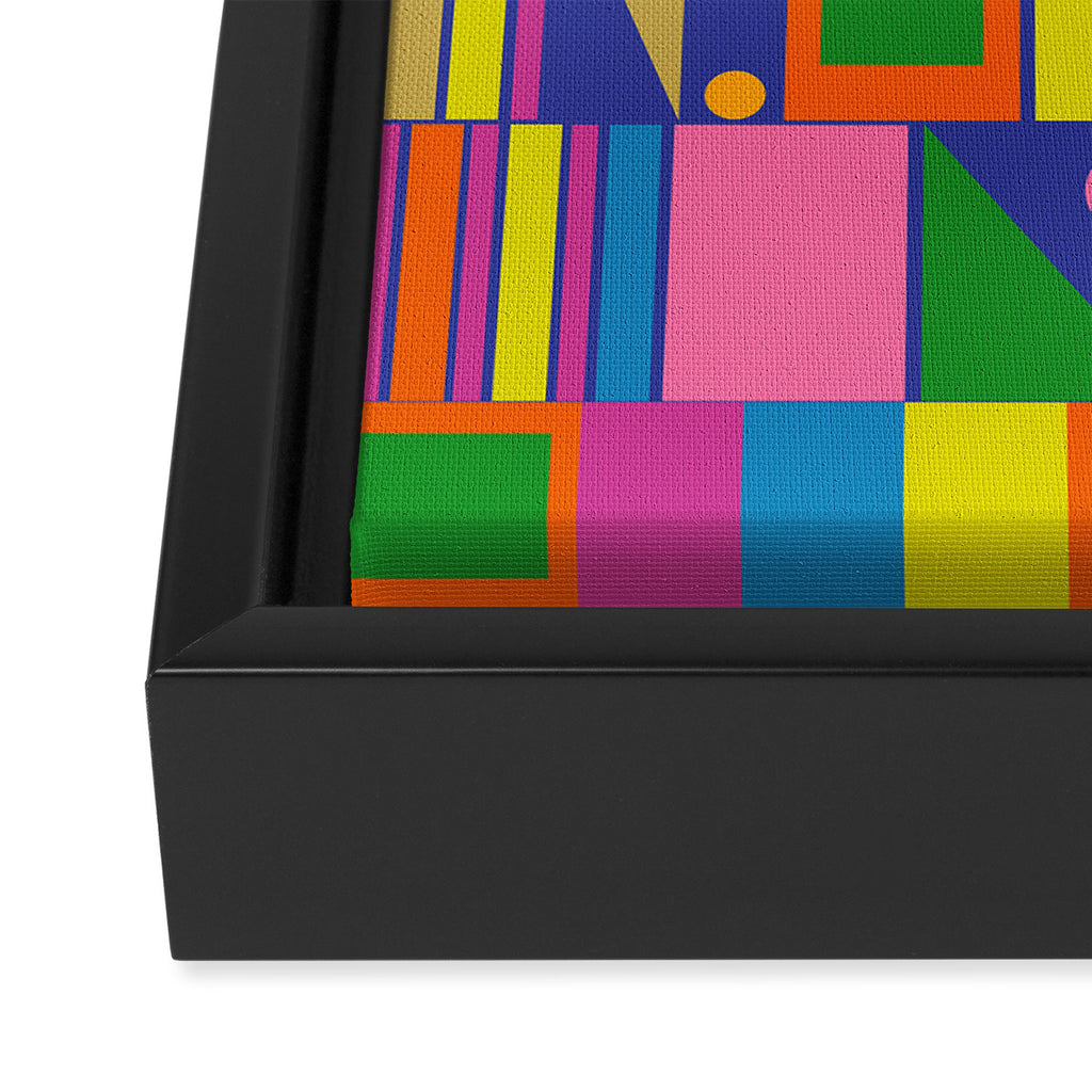 Colorful Geometric Abstract Mid Century Modtastic Retro Pattern Framed Canvas Print Gallery Image 3