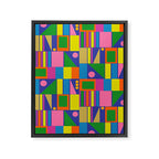 Colorful Geometric Abstract Mid Century Modtastic Retro Pattern Framed Canvas Print Gallery Image 6