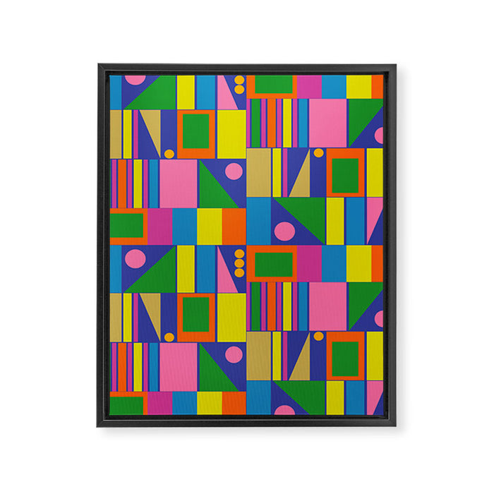 Colorful Geometric Abstract Mid Century Modtastic Retro Pattern Framed Canvas Print Gallery Image 1