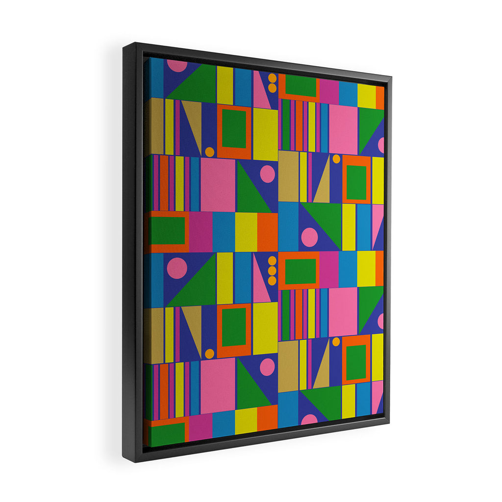 Colorful Geometric Abstract Mid Century Modtastic Retro Pattern Framed Canvas Print Gallery Image 2