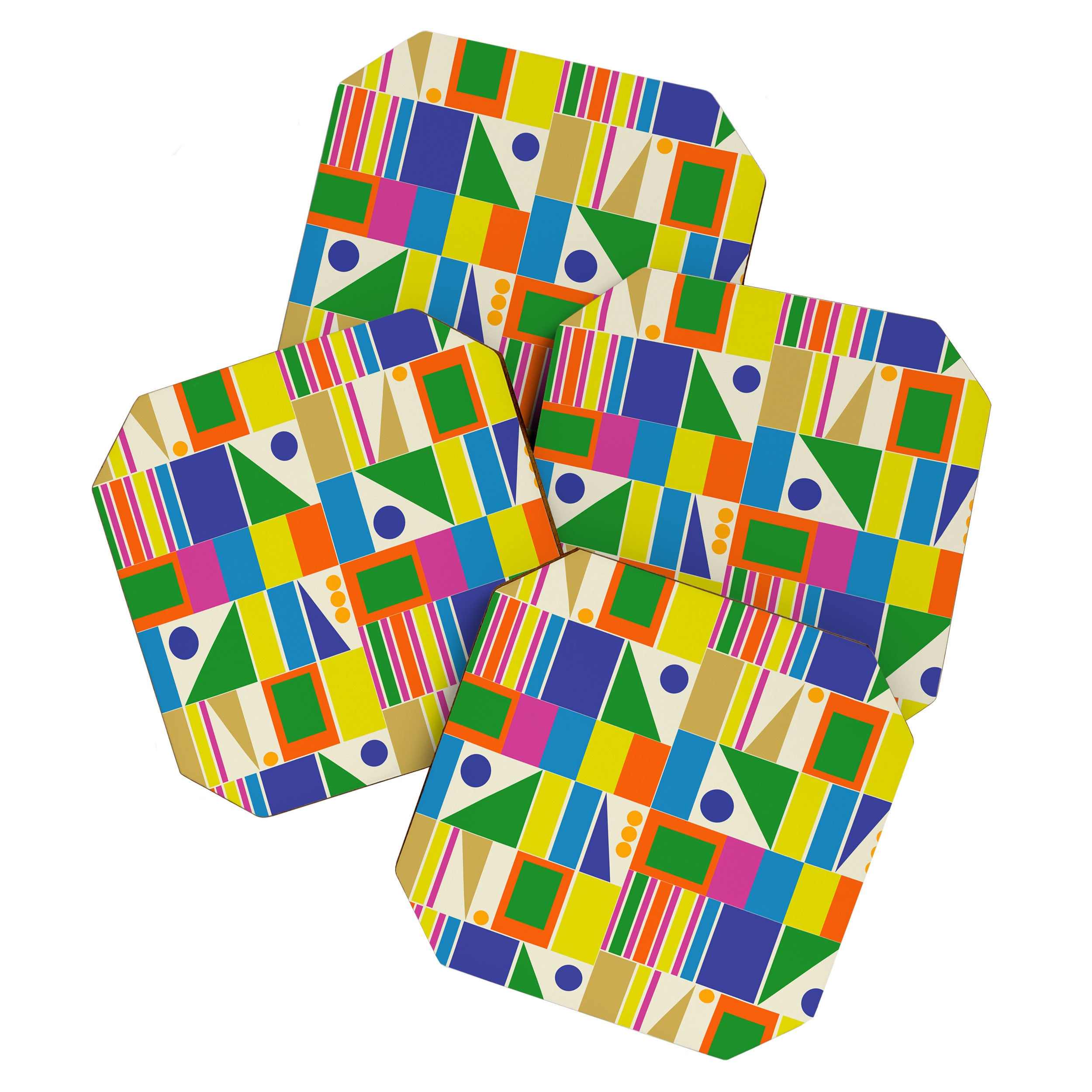 Colorful Geometric Mid Century Modtastic Retro Pattern Coaster Gallery Image 1