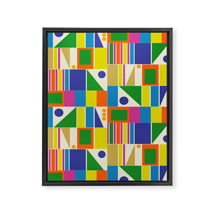 Colorful Geometric Mid Century Modtastic Retro Pattern Framed Canvas Print Gallery Image 1