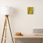 Colorful Maisie Flowers Cheerful Retro Contemporary Floral Pattern on Yellow Canvas Print Gallery Image 2