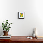 Colorful Maisie Flowers Cheerful Retro Contemporary Floral Pattern on Yellow Framed Art Print Gallery Image 2