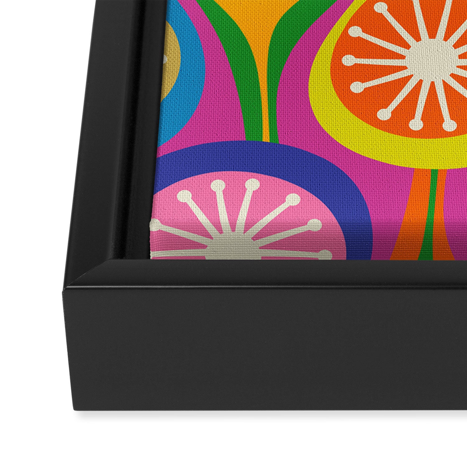 Colorful Mid Century Modern Atomic Drops Fun Retro Pattern Framed Canvas Print Gallery Image 3