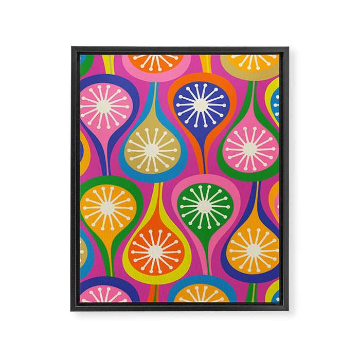 Colorful Mid Century Modern Atomic Drops Fun Retro Pattern Framed Canvas Print Gallery Image 1