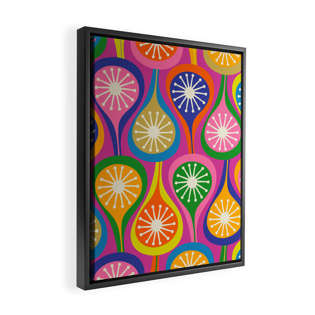 Colorful Mid Century Modern Atomic Drops Fun Retro Pattern Framed Canvas Print Gallery Image 2