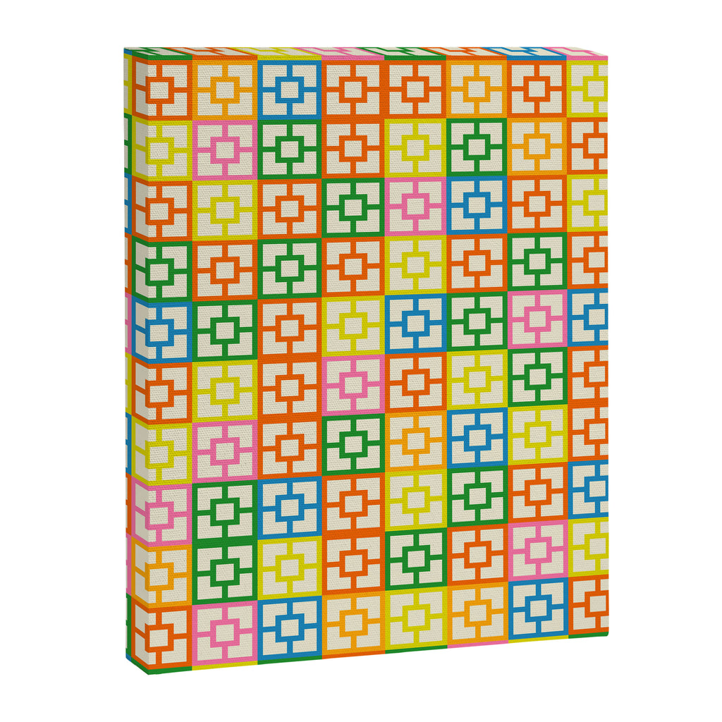 Colorful Mid Century Modern Geometric Breeze Block Pattern Canvas Print Gallery Image 8
