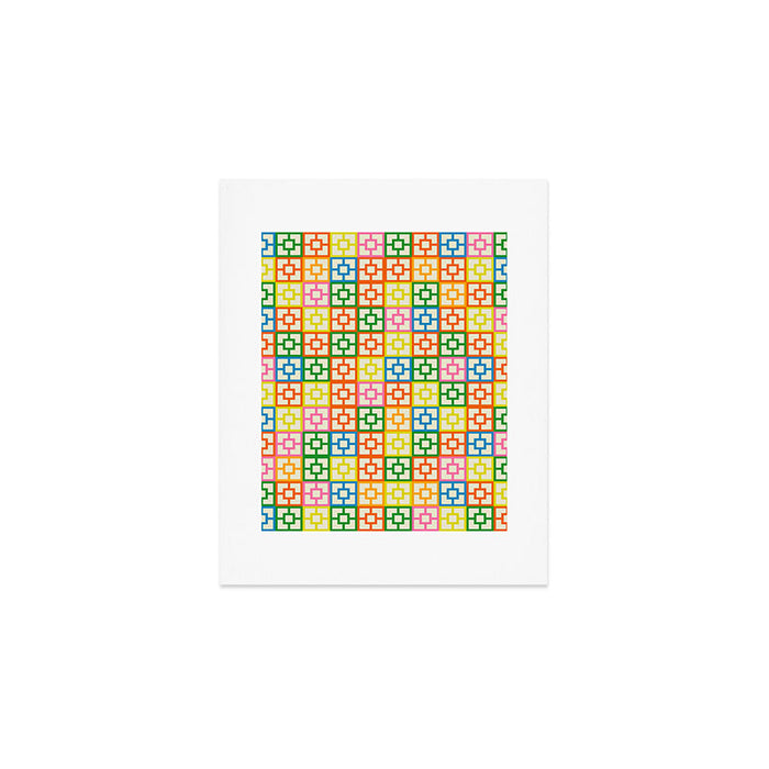 Colorful Mid Century Modern Geometric Breeze Block Pattern Art Print Gallery Image 1