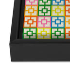 Colorful Mid Century Modern Geometric Breeze Block Pattern Framed Canvas Print Gallery Image 3
