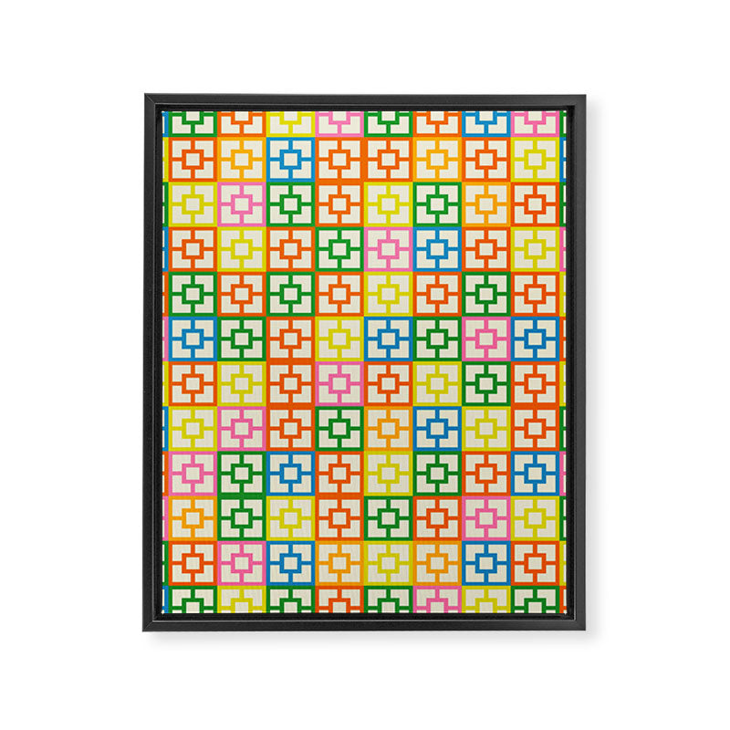 Colorful Mid Century Modern Geometric Breeze Block Pattern Framed Canvas Print Gallery Image 8