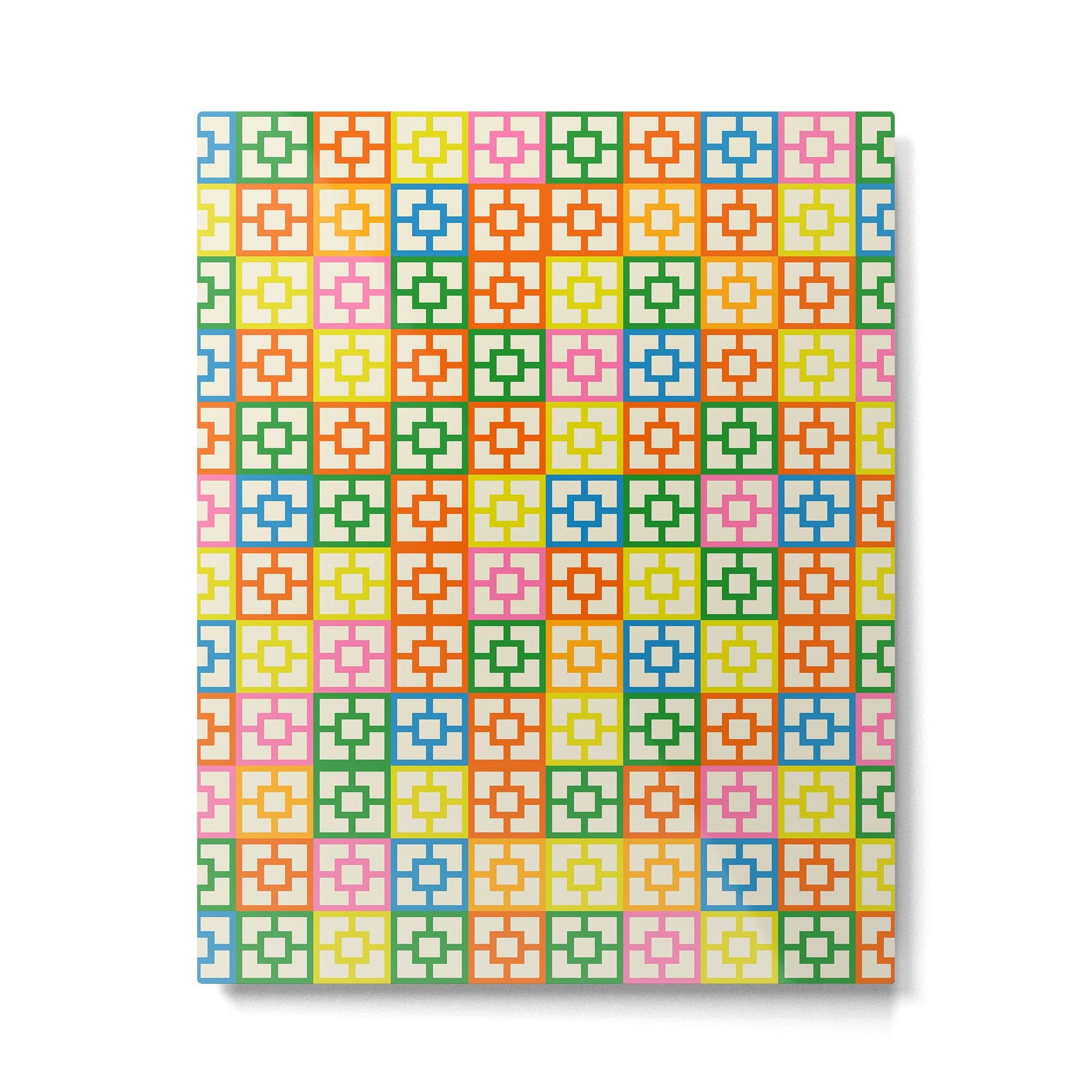 Colorful Mid Century Modern Geometric Breeze Block Pattern Metal Print Gallery Image 6