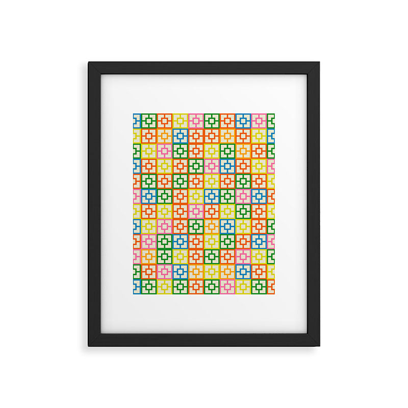 Colorful Mid Century Modern Geometric Breeze Block Pattern Framed Art Print Gallery Image 6