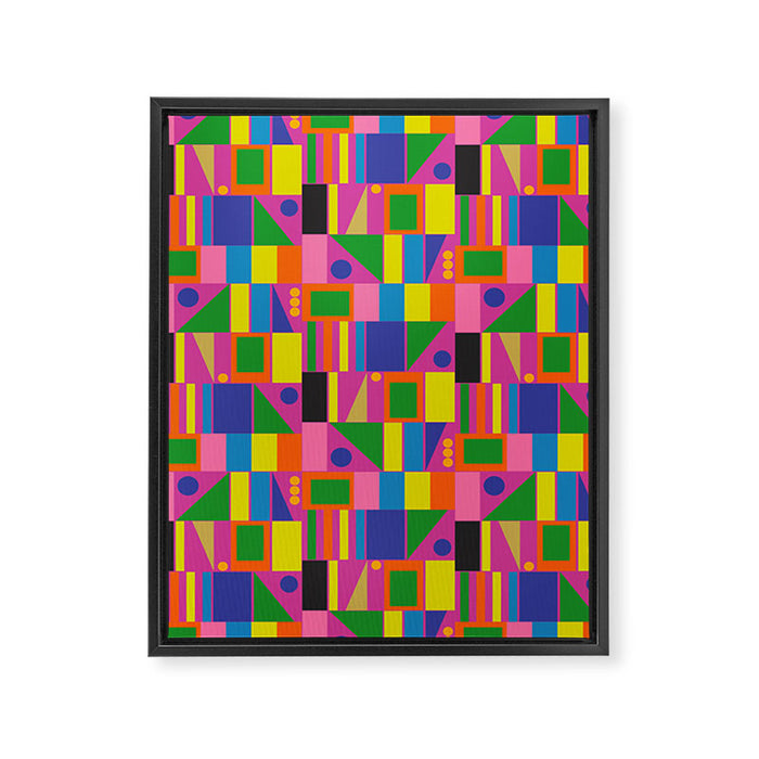 Colorful Mid Century Modern Modtastic Geometric Pattern Framed Canvas Print Gallery Image 1