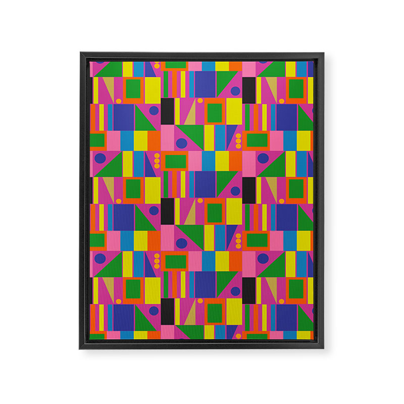 Colorful Mid Century Modern Modtastic Geometric Pattern Framed Canvas Print Gallery Image 6