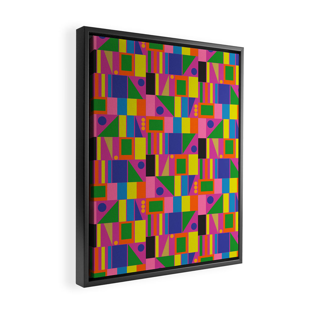 Colorful Mid Century Modern Modtastic Geometric Pattern Framed Canvas Print Gallery Image 2