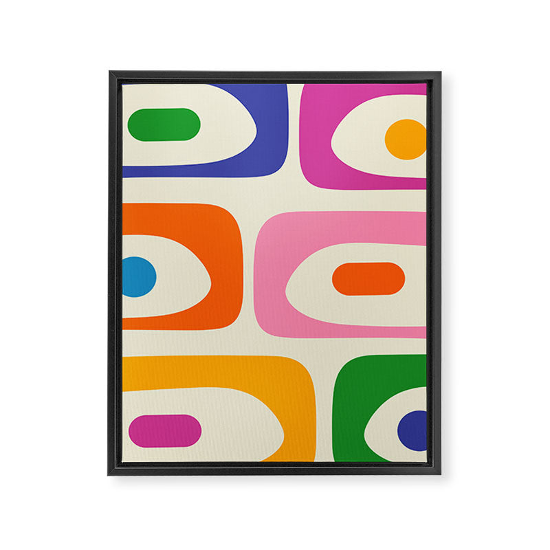Colorful Mid Century Modern Piquet Abstract Pattern  Framed Canvas Print Gallery Image 8